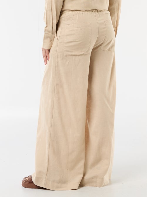 Pantalón ancho de maternidad de lino mezclado - Kiabi