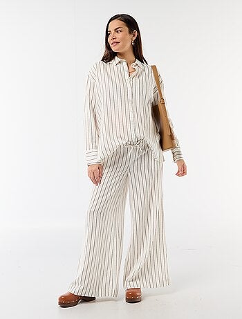 Pantalón ancho de maternidad de lino mezclado
