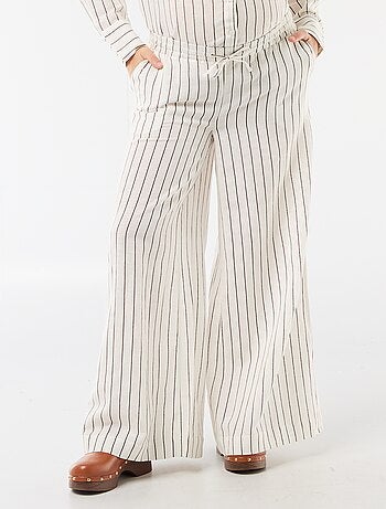Pantalón ancho de maternidad de lino mezclado