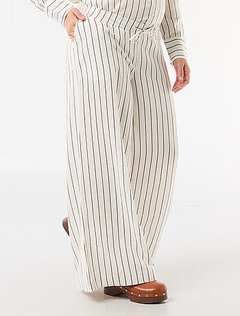 Pantalón ancho de maternidad de lino mezclado