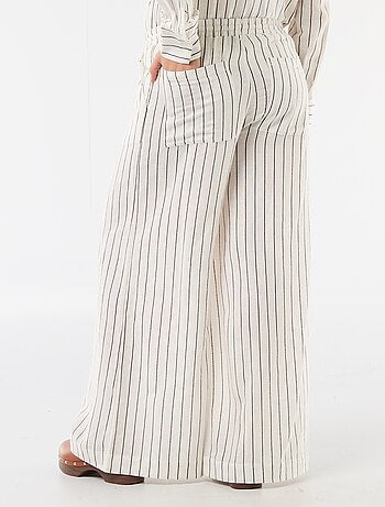 Pantalón ancho de maternidad de lino mezclado