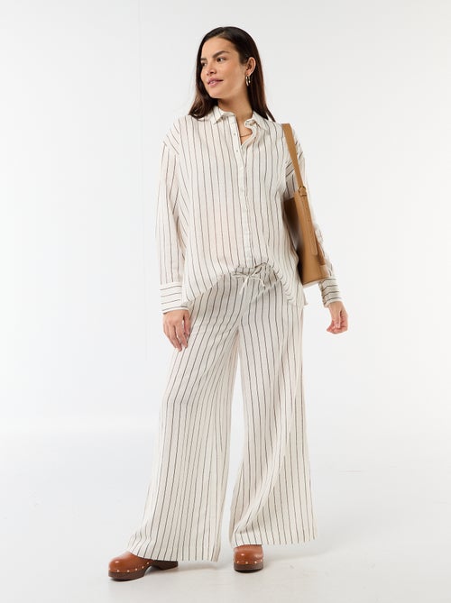 Pantalón ancho de maternidad de lino mezclado - Kiabi