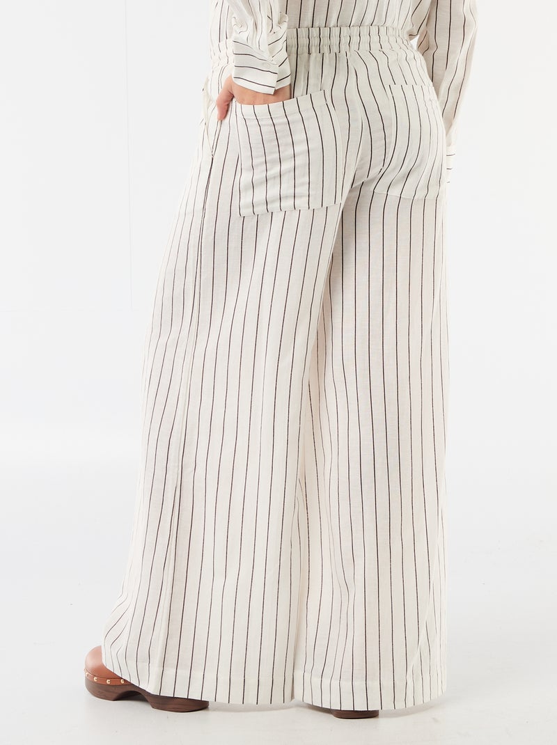 Pantalón ancho de maternidad de lino mezclado Blanco - Kiabi