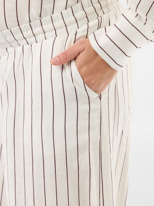 Pantalón ancho de maternidad de lino mezclado - Kiabi