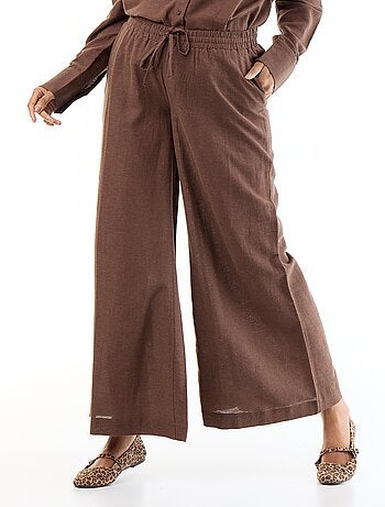 Pantalón ancho de maternidad de lino mezclado