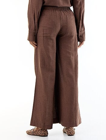 Pantalón ancho de maternidad de lino mezclado