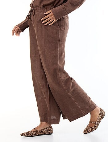 Pantalón ancho de maternidad de lino mezclado