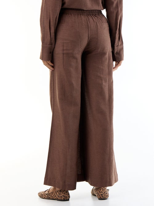 Pantalón ancho de maternidad de lino mezclado - Kiabi Pantalón ancho de maternidad de lino mezclado - Kiabi