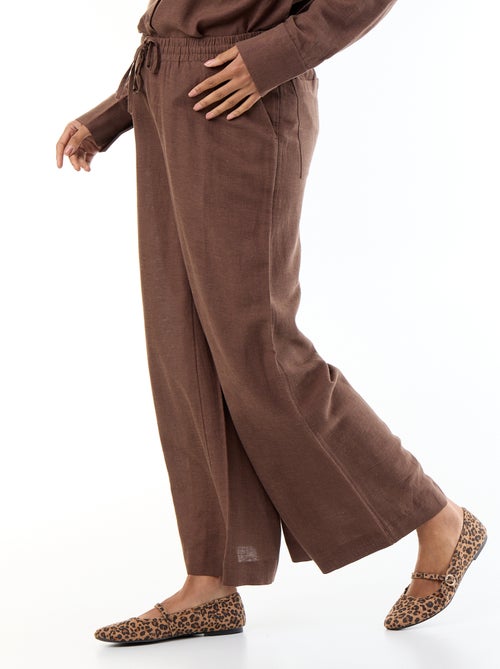 Pantalón ancho de maternidad de lino mezclado - Kiabi Pantalón ancho de maternidad de lino mezclado - Kiabi