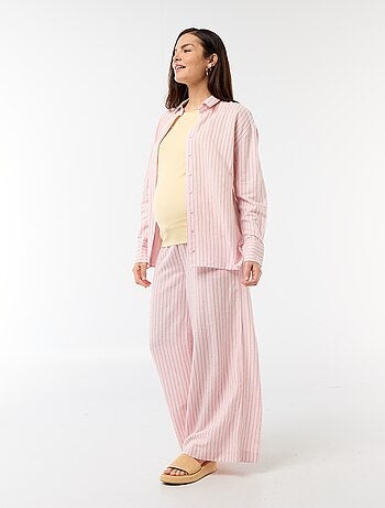 Pantalón ancho de maternidad de lino mezclado
