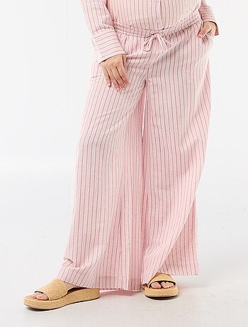 Pantalón ancho de maternidad de lino mezclado