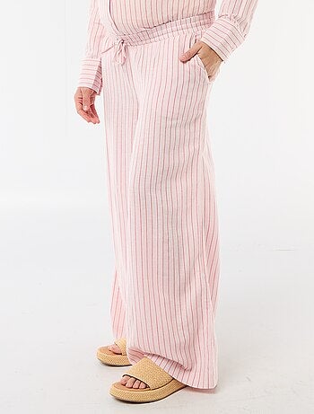 Pantalón ancho de maternidad de lino mezclado