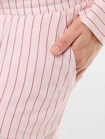Pantalón ancho de maternidad de lino mezclado