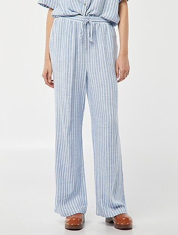Pantalón ancho de mezcla de lino