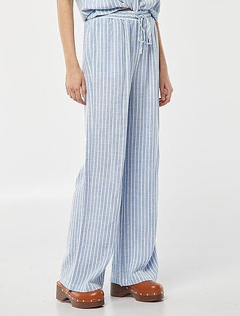 Pantalón ancho de mezcla de lino