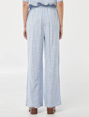 Pantalón ancho de mezcla de lino