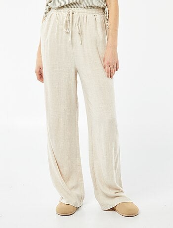 Pantalón ancho de mezcla de lino