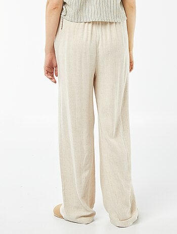 Pantalón ancho de mezcla de lino