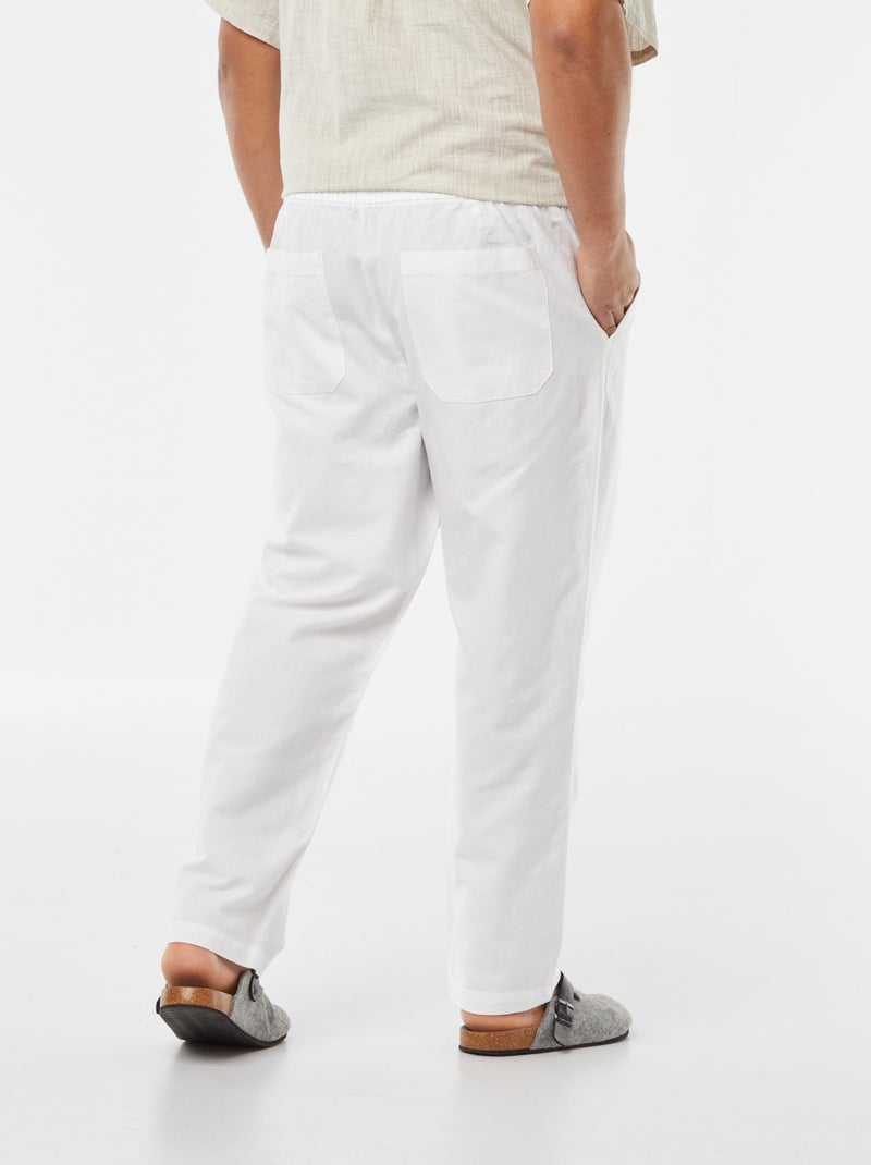 Pantalón ancho de mezcla de lino blanco - Kiabi