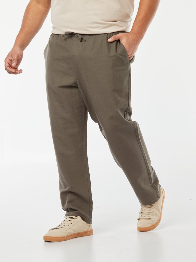 Pantalón ancho de mezcla de lino KAKI - Kiabi