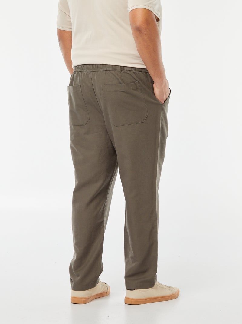 Pantalón ancho de mezcla de lino KAKI - Kiabi