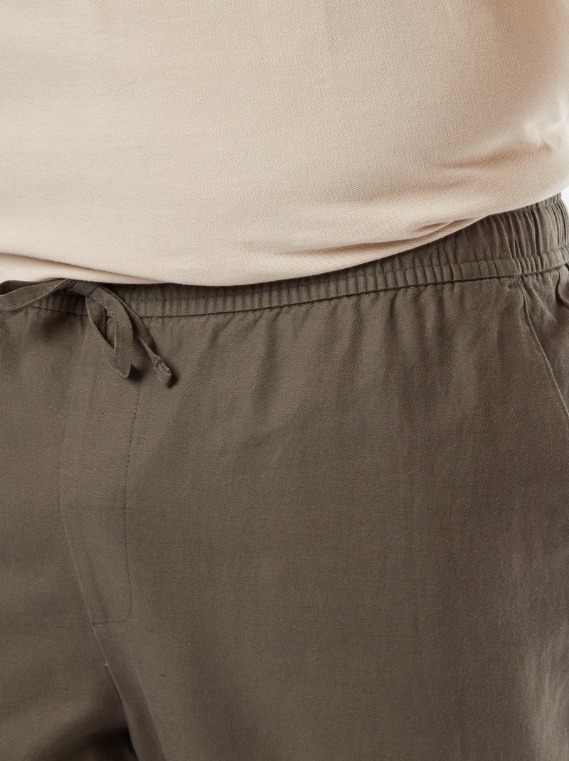 Pantalón ancho de mezcla de lino KAKI - Kiabi