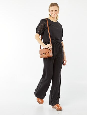 Pantalón ancho de mezcla de lino