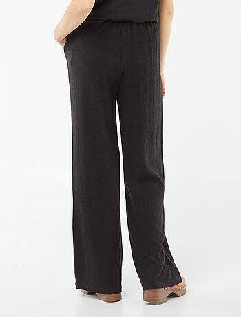 Pantalón ancho de mezcla de lino