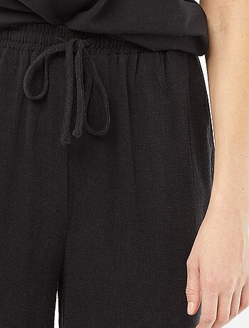 Pantalón ancho de mezcla de lino