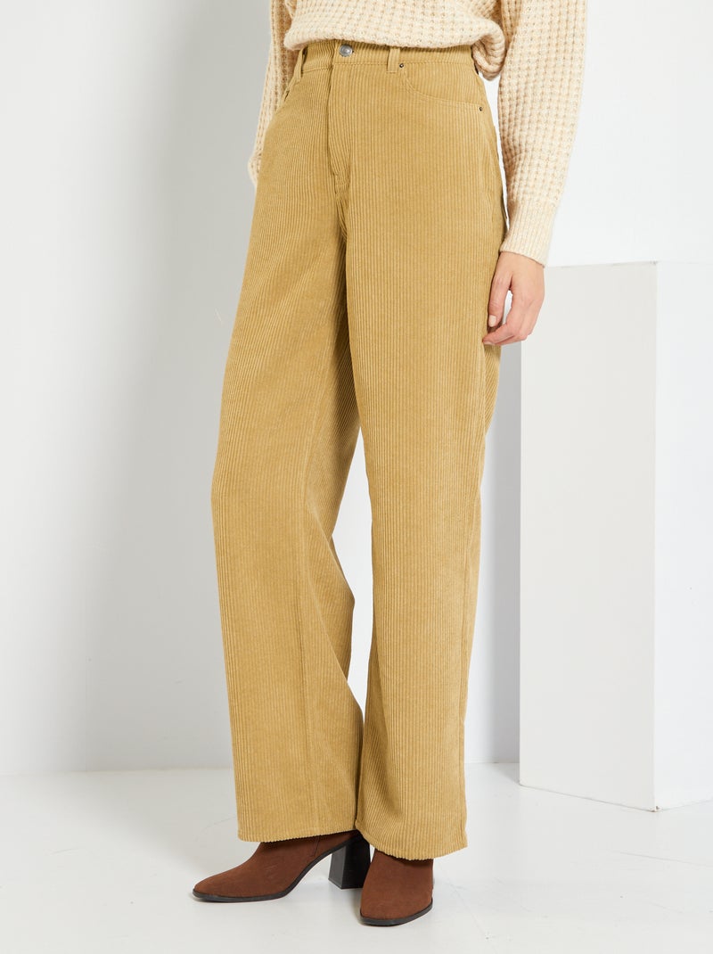 Pantalón ancho de pana BEIGE - Kiabi