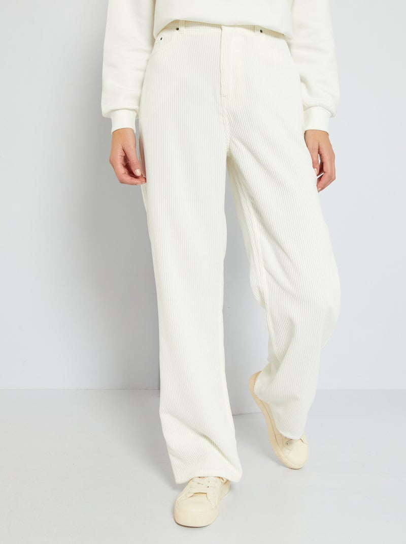 Pantalón ancho de pana BLANCO - Kiabi