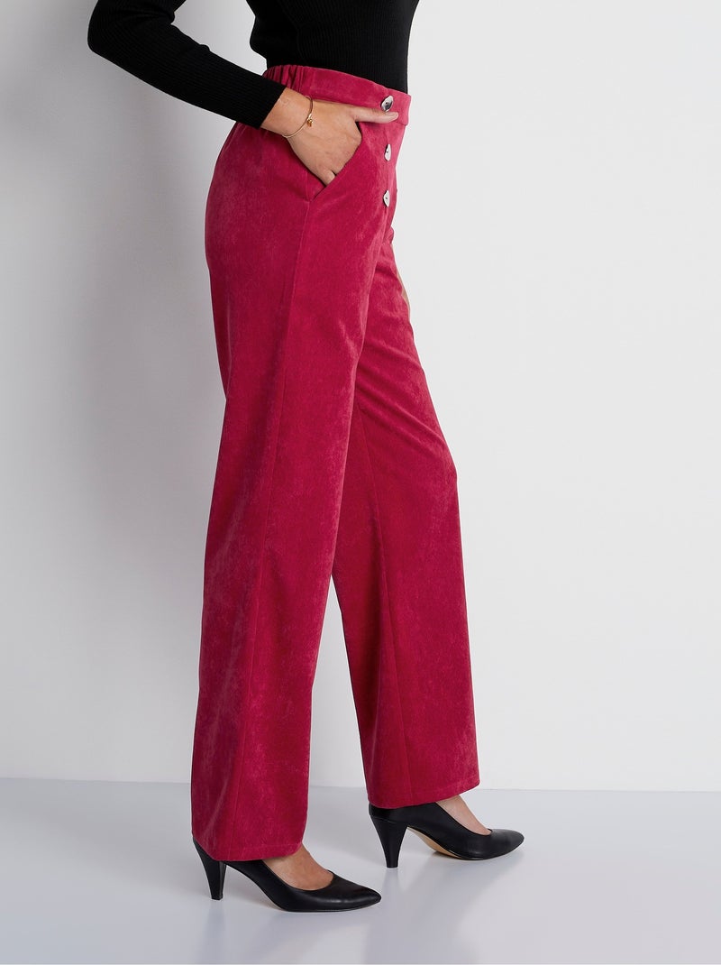 Pantalón ancho de pana efecto puente - Afibel Rojo - Kiabi