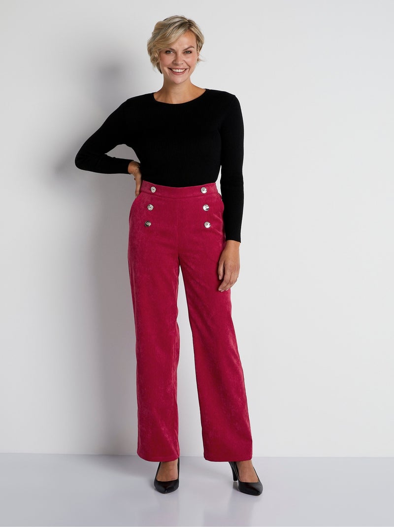 Pantalón ancho de pana efecto puente - Afibel Rojo - Kiabi