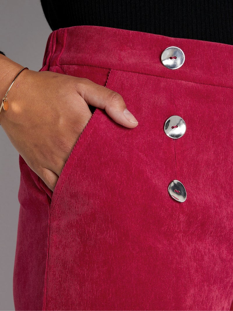 Pantalón ancho de pana efecto puente - Afibel Rojo - Kiabi
