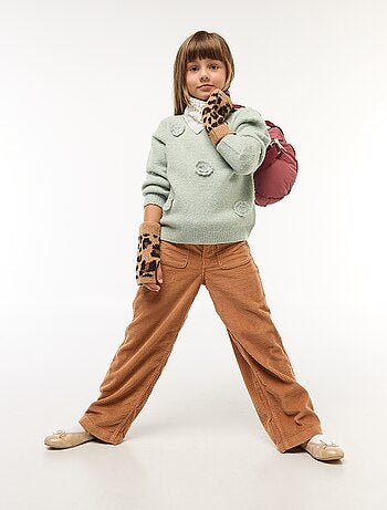 Pantalón ancho de pana lisa