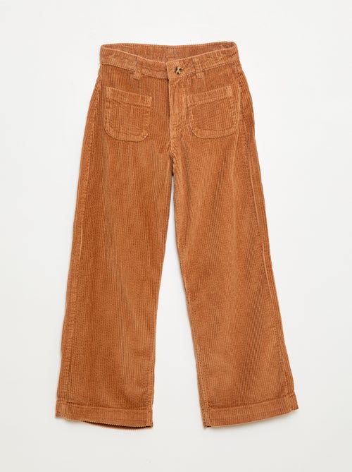 Pantalón ancho de pana lisa - Kiabi