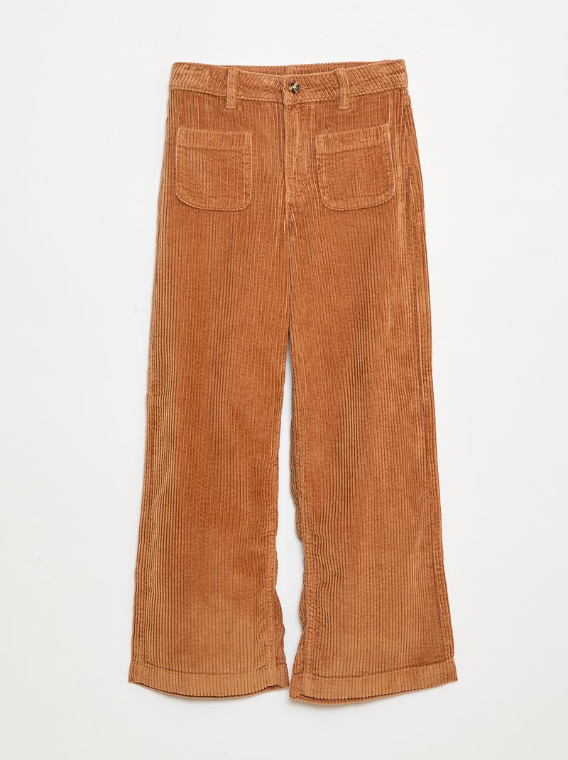 Pantalón ancho de pana lisa Marron - Kiabi