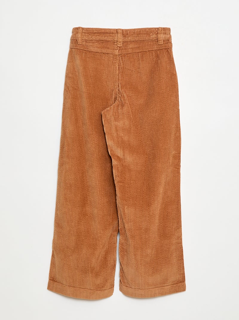 Pantalón ancho de pana lisa Marron - Kiabi