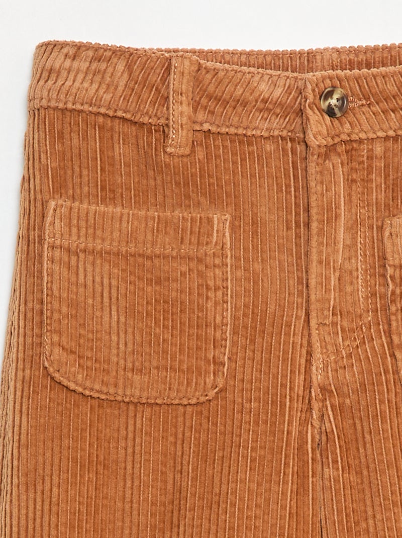 Pantalón ancho de pana lisa Marron - Kiabi