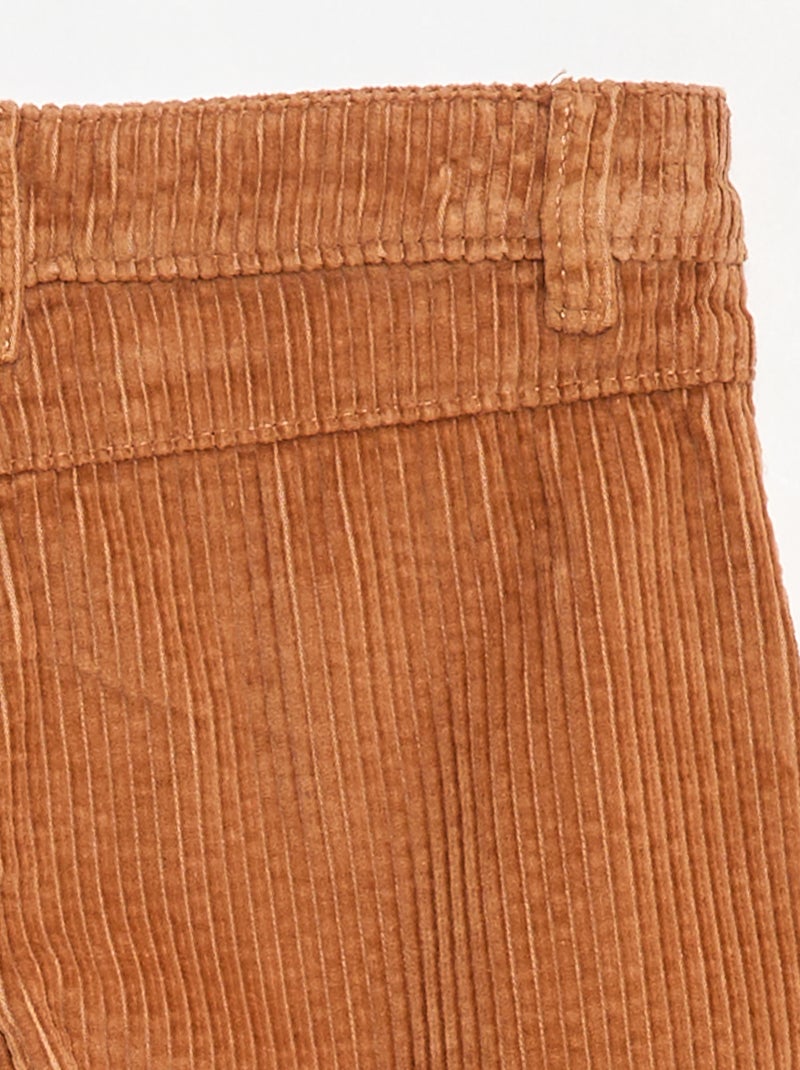 Pantalón ancho de pana lisa Marron - Kiabi