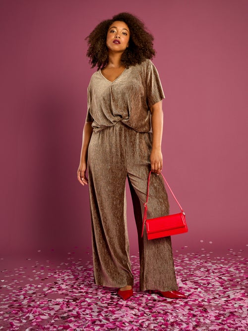 Pantalón ancho de pana lisa - Kiabi