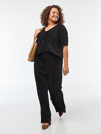 Pantalón ancho de pana lisa