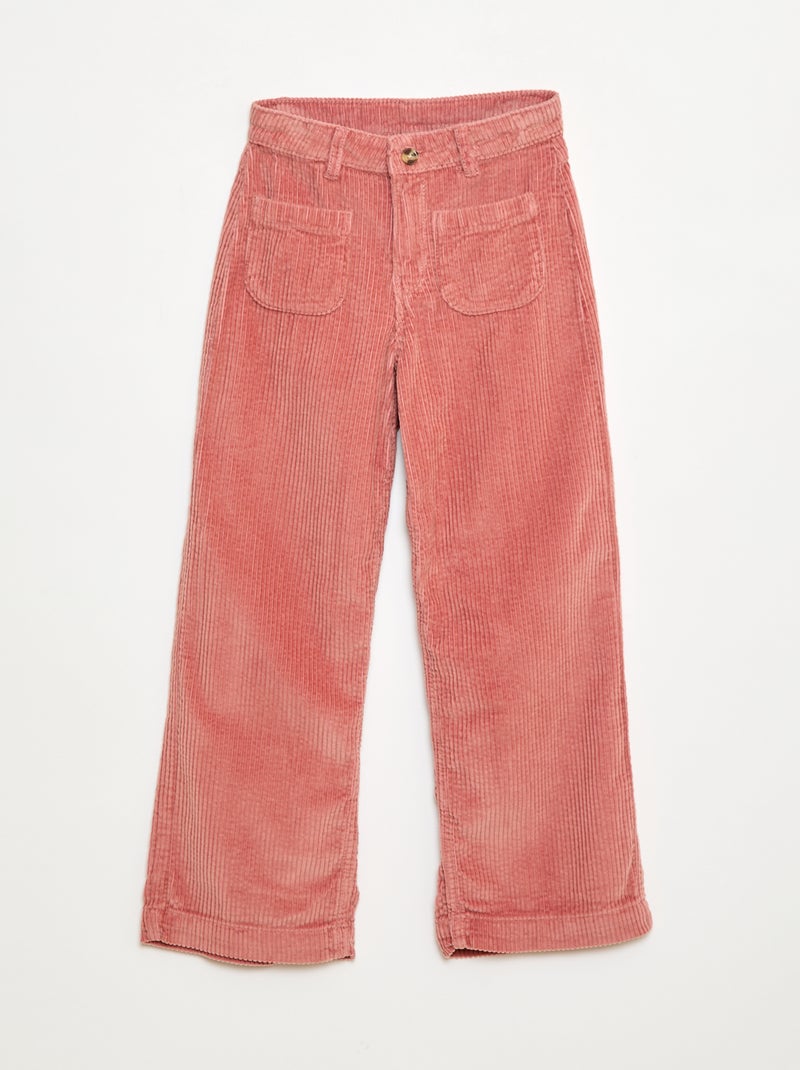 Pantalón ancho de pana lisa Rosa - Kiabi