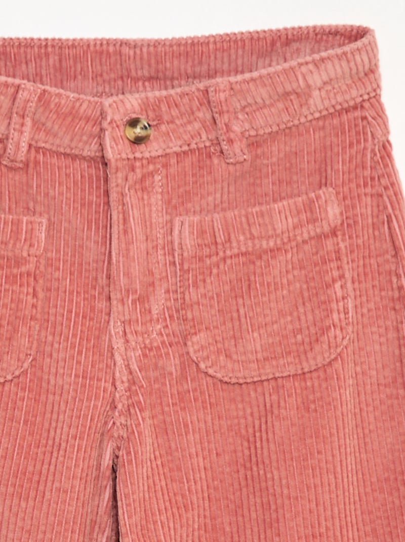 Pantalón ancho de pana lisa Rosa - Kiabi