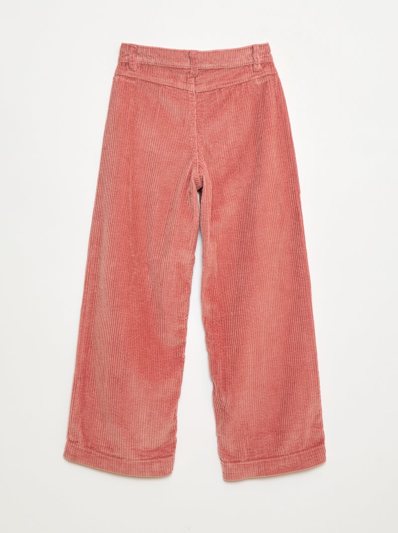 Pantalón ancho de pana lisa Rosa - Kiabi