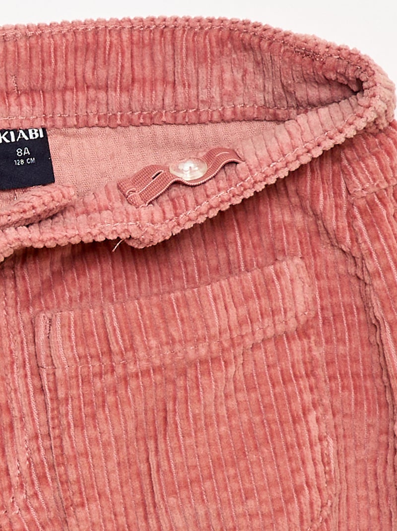 Pantalón ancho de pana lisa Rosa - Kiabi
