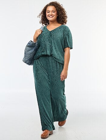 Pantalón ancho de pana lisa