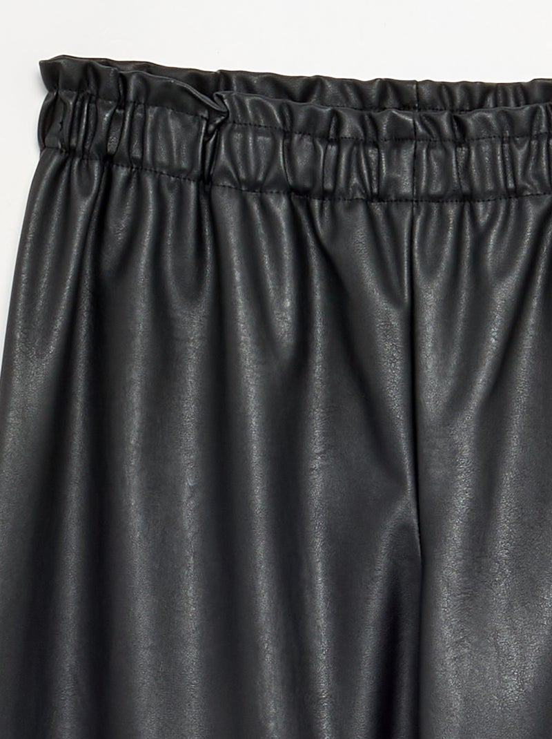 Pantalón ancho de polipiel Negro - Kiabi