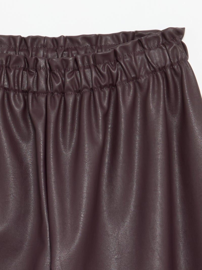 Pantalón ancho de polipiel Purpura - Kiabi