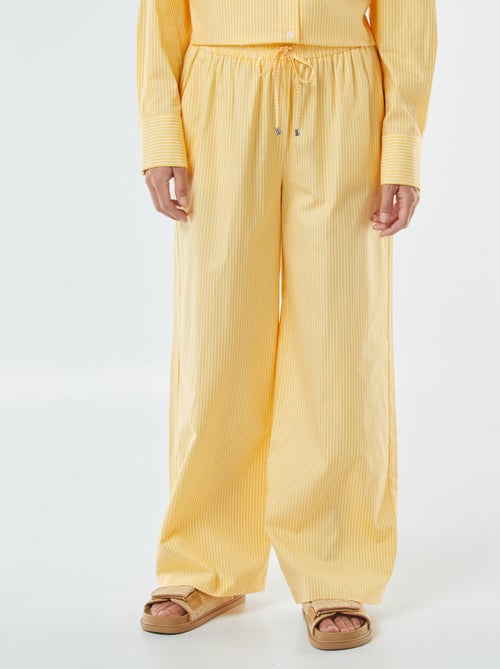 Pantalón ancho de popelina a rayas - Kiabi